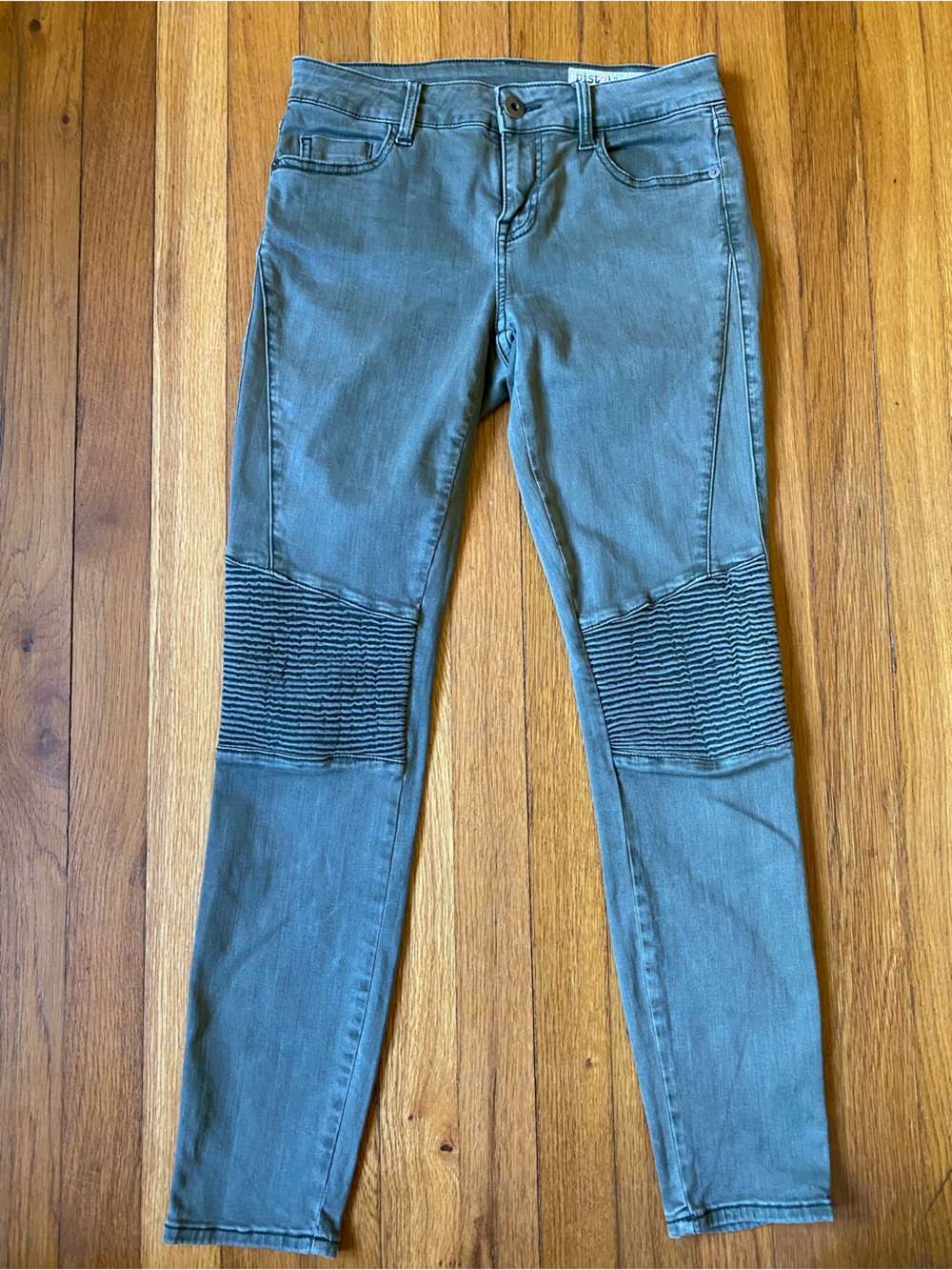 Pistola Olive Green Skinny Moto Jeans, 26, ribbed knee, good condition